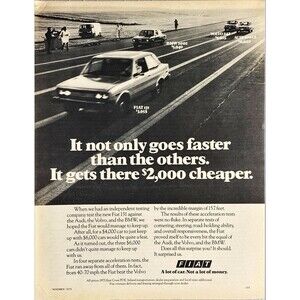Fiat 131 "A Lot of Car. Not a Lot of Money" Vintage Print Ad 1975